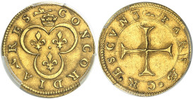 FRANCE / CAPÉTIENS - FRANCE / ROYAL
Henri II (1547-1559). Jeton en Or “Concordia res parvae crescunt” ND, Paris.
Av. CONCORDIA (fleuron) RES. Trois ...