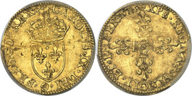 FRANCE / CAPÉTIENS - FRANCE / ROYAL
Charles IX (1560-1574). Demi-écu d’or au soleil 1572, G, Poitiers.
Av. CAROLVS. IX. DEI. G. FRANCO. REX (différe...