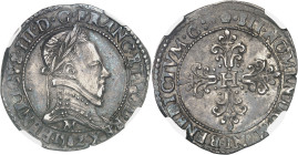 FRANCE / CAPÉTIENS - FRANCE / ROYAL
Henri III (1574-1589). Demi-franc au col plat 1582, M, Toulouse.
Av. (à 6 h) HENRICVS. III. D. G. FRANC. ET POL....