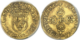 FRANCE / CAPÉTIENS - FRANCE / ROYAL
Henri IV (1589-1610). Écu d’or au soleil, 1er type 1599, P, Dijon.
Av. (à 6 h.) HENRICVS. IIII. D. G. - FRAN. ET...