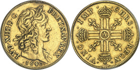 FRANCE / CAPÉTIENS - FRANCE / ROYAL
Louis XIII (1610-1643). Essai de quatre louis d’or (40 livres) à la tête laurée 1640, A, Paris.
Av. LVD. XIII. D...