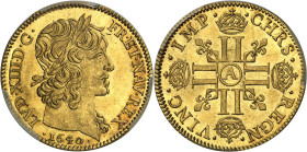 FRANCE / CAPÉTIENS - FRANCE / ROYAL
Louis XIII (1610-1643). Louis d’or à la mèche courte 1640, A, Paris.
Av. LVD. XIII. D. G. FR. ET. NAV. REX. Tête...