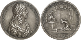 FRANCE / CAPÉTIENS - FRANCE / ROYAL
Louis XIII (1610-1643). Médaille, vœu de Louis XIII, par Roëttiers (avers) Thomas Bernard (revers) 1638 (refrappe...