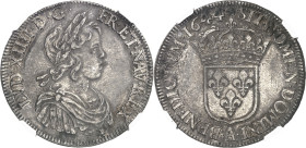 FRANCE / CAPÉTIENS - FRANCE / ROYAL
Louis XIV (1643-1715). Écu à la mèche courte 1644, A, Paris (rose).
Av. LVD. XIIII. D. G. FR. ET. NAV. REX. Bust...