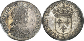 FRANCE / CAPÉTIENS - FRANCE / ROYAL
Louis XIV (1643-1715). Quart d’écu à la mèche courte 1644, A, Paris (rose).
Av. LVD. XIIII. D. G. FR. ET. NAV. R...