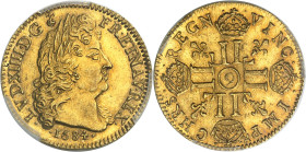 FRANCE / CAPÉTIENS - FRANCE / ROYAL
Louis XIV (1643-1715). Louis d’or à la perruque et aux huit L 1684, 9, Rennes.
Av. LVD. XIIII. D. G (différent) ...