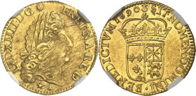 FRANCE / CAPÉTIENS - FRANCE / ROYAL
Louis XIV (1643-1715). Louis d’or à l’écu de Béarn, flan neuf 1690, Pau.
Av. LVD. XIIII. D. G (soleil) - FR. ET....