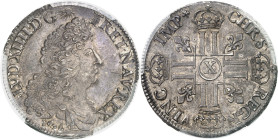 FRANCE / CAPÉTIENS - FRANCE / ROYAL
Louis XIV (1643-1715). Écu aux huit L, 1er type, flan neuf 1690, X, Amiens.
Av. LVD. XIIII. D. G. (soleil) FR. E...