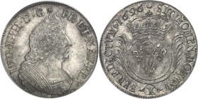 FRANCE / CAPÉTIENS - FRANCE / ROYAL
Louis XIV (1643-1715). Écu aux palmes 1696/4, X, Amiens.
Av. LVD. XIIII. D. G (soleil) - FR. ET. NAV. REX. Buste...