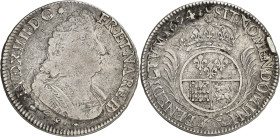 FRANCE / CAPÉTIENS - FRANCE / ROYAL
Louis XIV (1643-1715). Écu de Béarn aux palmes 1694, Pau.
Av. LVD. XIIII. D. G (soleil) FR. ET. NA. RE. BD. Bust...