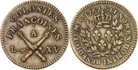 FRANCE / CAPÉTIENS - FRANCE / ROYAL
Louis XV (1715-1774). Sol des colonies françaises 1767, A, Paris.
Av. COLONIES / FRANÇOISES / (atelier) / L. - X...