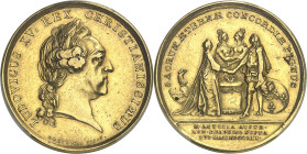 FRANCE / CAPÉTIENS - FRANCE / ROYAL
Louis XV (1715-1774). Médaille, mariage du dauphin Louis (XVI) et de la Dauphine Marie-Antoinette, par Roëttiers ...