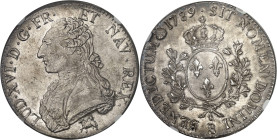 FRANCE / CAPÉTIENS - FRANCE / ROYAL
Louis XVI (1774-1792). Écu aux rameaux d’olivier 1789, B, Rouen.
Av. LUD. XVI. D. G. FR. ET NAV. REX. Buste du R...