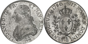 FRANCE / CAPÉTIENS - FRANCE / ROYAL
Louis XVI (1774-1792). Écu aux rameaux d’olivier 1790/89, B, Rouen.
Av. LUD. XVI. D. G. FR. ET NAV. REX. Buste d...