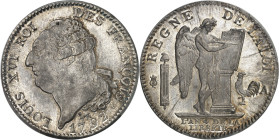 FRANCE / CAPÉTIENS - FRANCE / ROYAL
Constitution (1791-1792). Écu de 6 livres FRANÇOIS 1792, 2d semestre - An 4, A, Paris.
Av. LOUIS XVI ROI DES FRA...