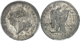 FRANCE / CAPÉTIENS - FRANCE / ROYAL
Constitution (1791-1792). 30 sols FRANÇOIS 1793 - An 5, W, Lille.
Av. LOUIS XVI ROI DES FRANÇOIS. Tête à gauche ...