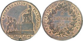 FRANCE - FRANCE
Convention (1792-1795). 5 décimes régénération 1793 - An 2, A, Paris.
Av. RÉGÉNÉRATION FRANÇAISE. Le doyen de la Convention, portant...