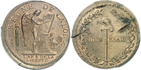 FRANCE - FRANCE
Convention (1792-1795). Essai au module de 2 sols, Frappe spéciale (SP) An 4 (1792), Paris.
Av. REGNE DE LA LOI. Le Génie de la Fran...