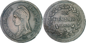 FRANCE - FRANCE
Directoire (1795-1799). Un décime Dupré, sur flan épais et de poids lourd An 7 (1798), A, Paris.
Av. REPUBLIQUE FRANÇAISE. Buste de ...