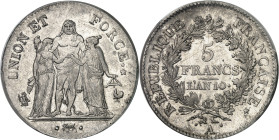 FRANCE - FRANCE
Consulat (1799-1804). 5 francs Union et Force An 10 (1802), A, Paris.
Av. UNION ET FORCE. Hercule debout de face avec la léonté, uni...