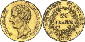 FRANCE - FRANCE
Consulat (1799-1804). 20 francs Bonaparte, Premier Consul An 12 (1804), A, Paris.
Av. BONAPARTE PREMIER CONSUL. Tête nue à gauche, a...