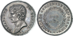 FRANCE - FRANCE
Consulat (1799-1804). Essai au module du 2 francs par Jaley et Gengembre, Frappe spéciale (SP) An X (1802), Paris.
Av. BONAPARTE Ier...