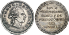 FRANCE - FRANCE
Consulat (1799-1804). Essai de perfectionnement des monnaies par Gengembre, à l’effigie de Lavoisier, Frappe spéciale (SP) An 8 (1800...