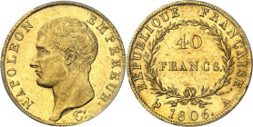 FRANCE - FRANCE
Premier Empire / Napoléon Ier (1804-1814). 40 francs tête nue, calendrier grégorien 1806, A, Paris.
Av. NAPOLEON EMPEREUR. Tête nue ...
