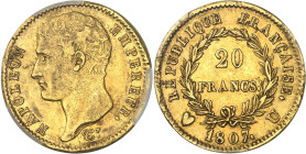 FRANCE - FRANCE
Premier Empire / Napoléon Ier (1804-1814). 20 francs type transitoire, grosse tête 1807, U, Turin.
Av. NAPOLEON EMPEREUR. Tête nue à...