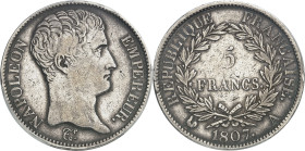 FRANCE - FRANCE
Premier Empire / Napoléon Ier (1804-1814). 5 francs type transitoire 1807, A, Paris.
Av. NAPOLEON EMPEREUR. Tête nue à droite, signa...