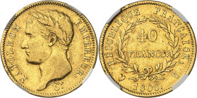 FRANCE - FRANCE
Premier Empire / Napoléon Ier (1804-1814). 40 francs République 1808, U, Turin.
Av. NAPOLEON EMPEREUR. Tête laurée à gauche, signatu...