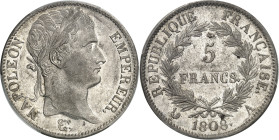 FRANCE - FRANCE
Premier Empire / Napoléon Ier (1804-1814). 5 francs République 1808, A, Paris.
Av. NAPOLEON EMPEREUR. Tête laurée à droite, signatur...