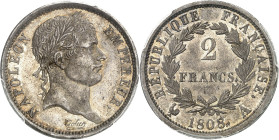 FRANCE - FRANCE
Premier Empire / Napoléon Ier (1804-1814). 2 francs République 1808/7, A, Paris.
Av. NAPOLEON EMPEREUR. Tête laurée à droite, au-des...