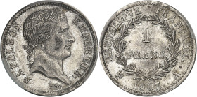 FRANCE - FRANCE
Premier Empire / Napoléon Ier (1804-1814). 1 franc République 1807, A, Paris.
Av. NAPOLEON EMPEREUR. Tête laurée à droite, au-dessou...