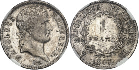 FRANCE - FRANCE
Premier Empire / Napoléon Ier (1804-1814). 1 franc République 1808, BB, Strasbourg.
Av. NAPOLEON EMPEREUR. Tête laurée à droite, au-...