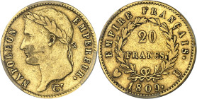 FRANCE - FRANCE
Premier Empire / Napoléon Ier (1804-1814). 20 francs Empire 1809, U, Turin.
Av. NAPOLEON EMPEREUR. Tête laurée à gauche, signature D...