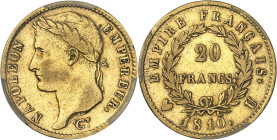 FRANCE - FRANCE
Premier Empire / Napoléon Ier (1804-1814). 20 francs Empire 1810, U, Turin.
Av. NAPOLEON EMPEREUR. Tête laurée à gauche, signature D...