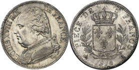 FRANCE - FRANCE
Louis XVIII (1814-1824). 5 francs buste habillé 1814, B, Rouen.
Av. LOUIS XVIII ROI DE FRANCE. Buste habillé de Louis XVIII à gauche...