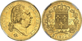 FRANCE - FRANCE
Louis XVIII (1814-1824). 40 francs 1822, H, La Rochelle.
Av. LOUIS XVIII ROI DE FRANCE. Tête nue de Louis XVIII à droite, au-dessous...