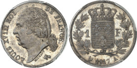 FRANCE - FRANCE
Louis XVIII (1814-1824). 1 franc 1817, A, Paris.
Av. LOUIS XVIII ROI DE FRANCE. Tête nue à gauche, au-dessous signature MICHAUT F. e...