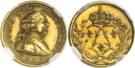 FRANCE - FRANCE
Louis XVIII (1814-1824). Médaillette en or, entrée de Louis XVIII à Paris, par Raymond Gayrard ND (4 mai 1814), Paris.
Av. LOUIS XVI...