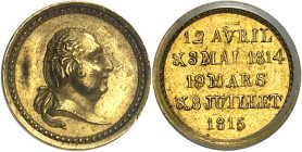 FRANCE - FRANCE
Louis XVIII (1814-1824). Médaillette en or, décoration du Lis 1815, Paris.
Av. Buste de Louis XVIII à droite. 
Rv. 12 AVRIL / & 3 M...
