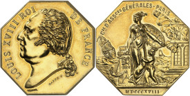 FRANCE - FRANCE
Louis XVIII (1814-1824). Jeton en Or, Compagnie d’Assurances Générales de Paris MDCCCXVIII, frappe moderne (XXe s.), Paris.
Av. LOUI...