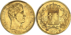 FRANCE - FRANCE
Charles X (1824-1830). 40 Francs, 2e type 1830, MA, Marseille.
Av. CHARLES X ROI DE FRANCE. Tête nue à droite, au-dessous signature ...