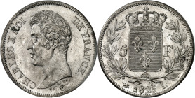 FRANCE - FRANCE
Charles X (1824-1830). 5 francs, 1er type 1825, L, Bayonne.
Av. CHARLES X ROI DE FRANCE. Tête nue à gauche, au-dessous signature MIC...