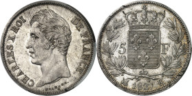 FRANCE - FRANCE
Charles X (1824-1830). 5 francs, 2e type 1827, K, Bordeaux.
Av. CHARLES X ROI DE FRANCE. Tête nue à gauche, au-dessous signature MIC...