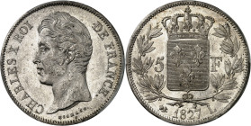 FRANCE - FRANCE
Charles X (1824-1830). 5 francs, 2e type 1827, L, Bayonne.
Av. CHARLES X ROI DE FRANCE. Tête nue à gauche, au-dessous signature MICH...