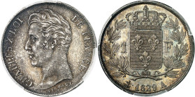 FRANCE - FRANCE
Charles X (1824-1830). 1 franc 1829, A, Paris.
Av. CHARLES X ROI DE FRANCE. Tête nue à gauche, au-dessous signature MICHAUT et T. 
...