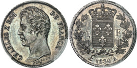 FRANCE - FRANCE
Charles X (1824-1830). 1 franc, tranche cannelée (quatre feuilles), Frappe spéciale (SP) 1830, A, Paris.
Av. CHARLES X ROI DE FRANCE...