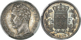 FRANCE - FRANCE
Charles X (1824-1830). 1/2 franc 1829, B, Rouen.
Av. CHARLES X ROI DE FRANCE. Tête nue à gauche, au-dessous signature MICHAUT et T. ...